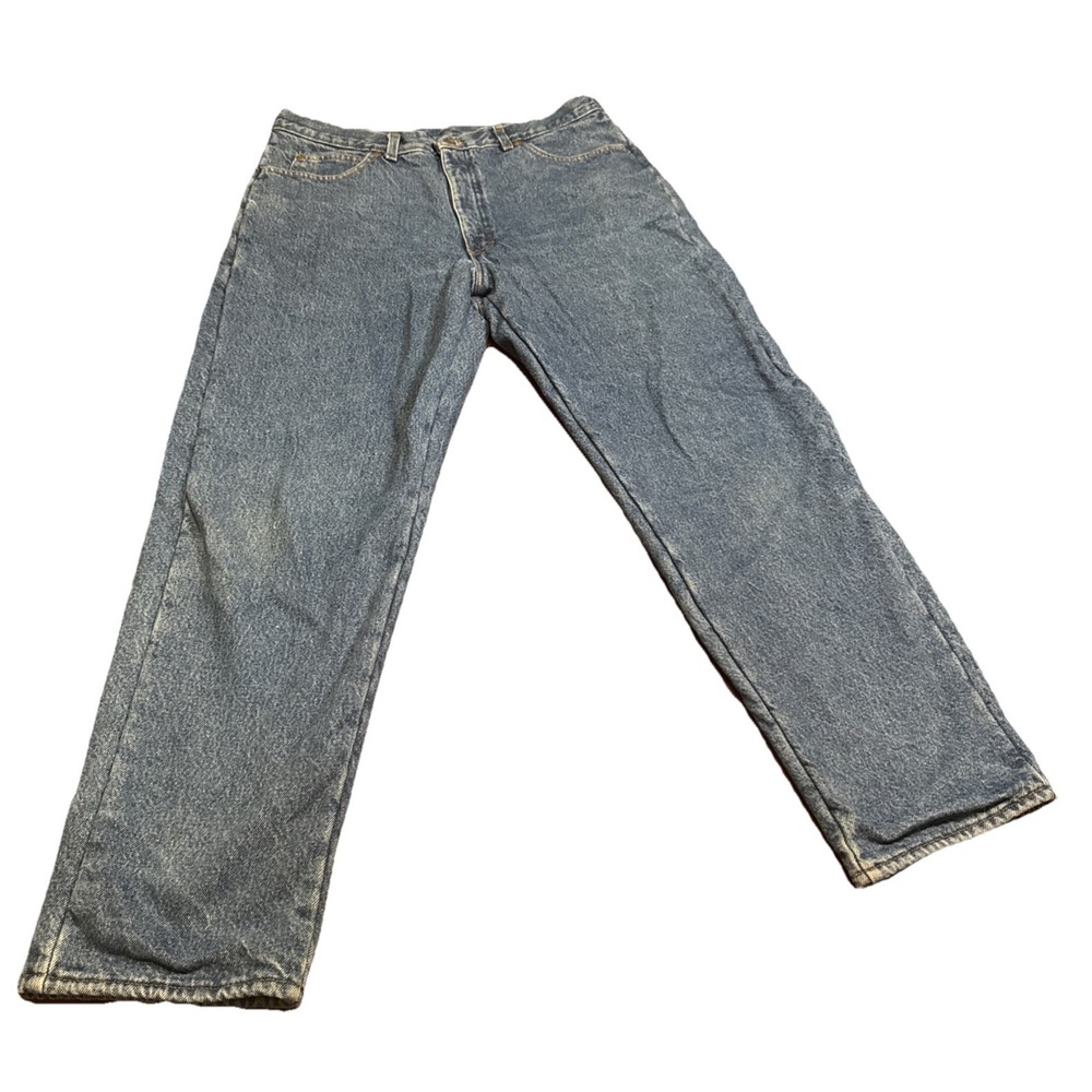 Vintage L.L. Bean Women's Fleece Lined Jeans 34 Blue Warm Winter‎ Denim USA Made